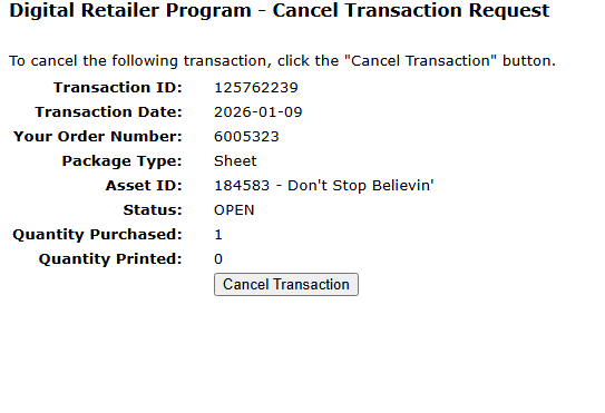 Vendor Admin Cancel Page