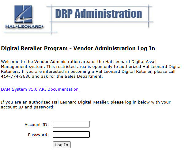Vendor Admin Login Page